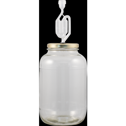 Glass Jar Fermenter Kit - 1 Gallon - Lug Finish Metal Lid - Airlock